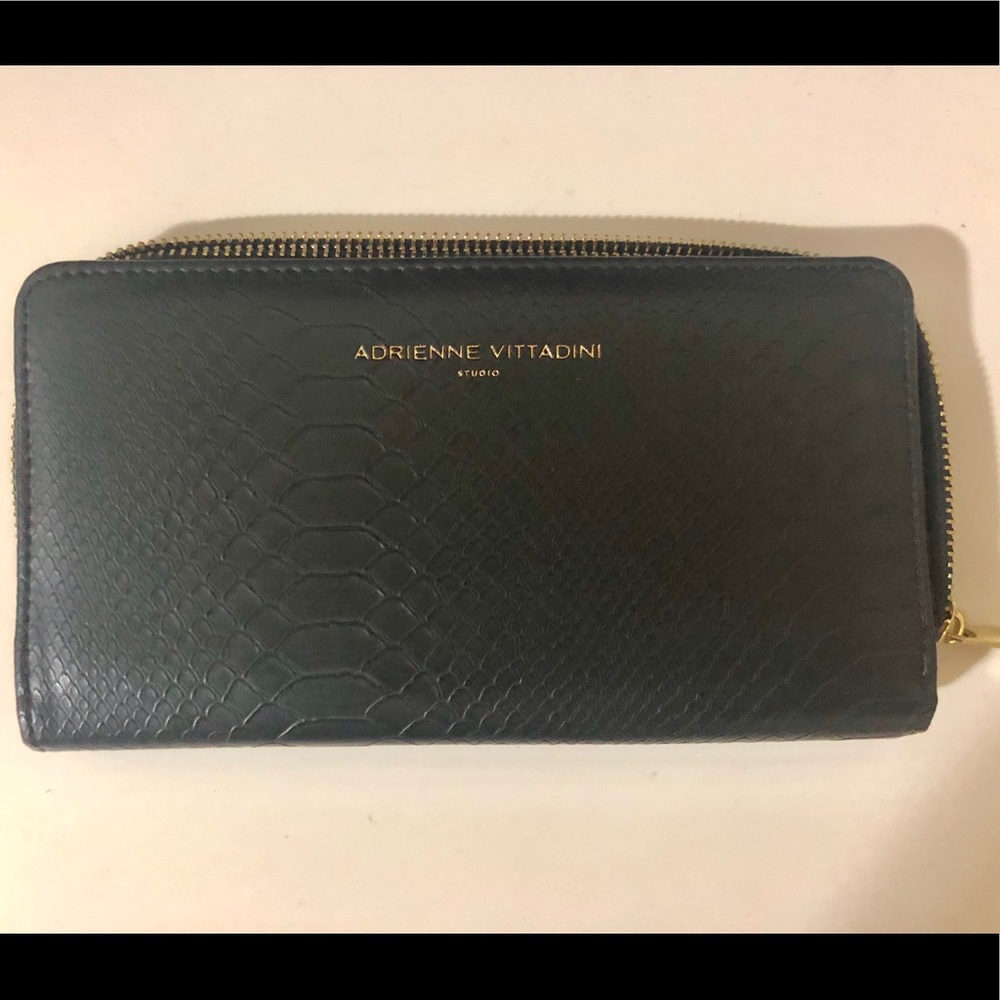 Adrienne Vittadini Black Faux Snakeskin Wallet